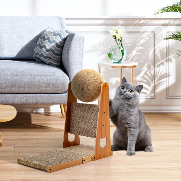 Voltsify L-Shaped Cat Scratcher with Scratching Ball