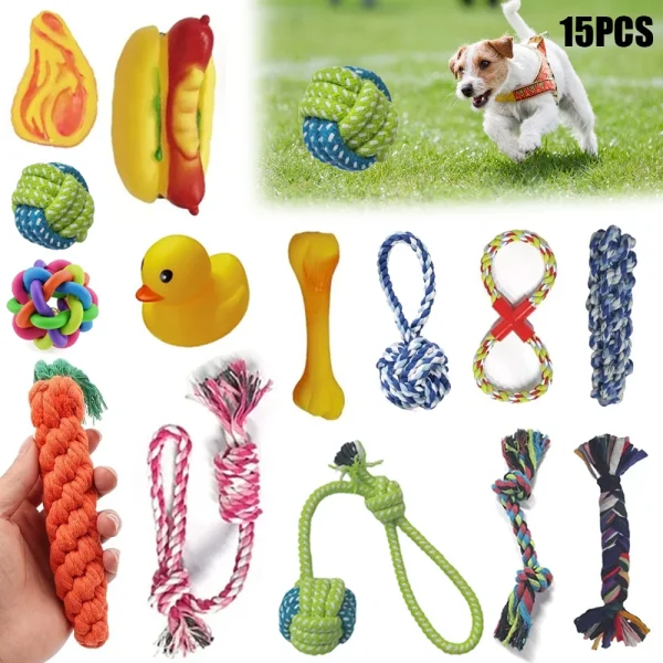 15pcs Dog Plush Toy Set