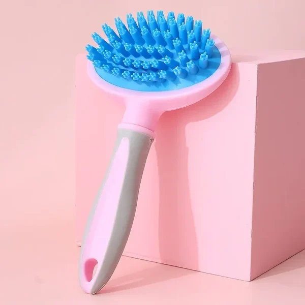 Pet Massage Shedding Brush with Self-cleaning Slicker