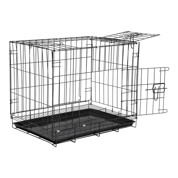 2 Doors Wire Pet Crate with Plastic Tray W 50 cm