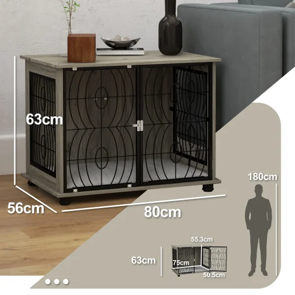 Dog Crate Furniture End Table w/ Cushion