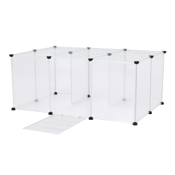 Voltsify 12/16/18 Panels Portable Clear Pet Playpen Fence with Door for Outdoor and Indoor Use