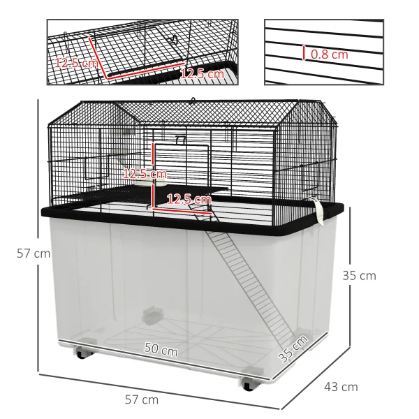 Hamster Cage with Wheels - Black
