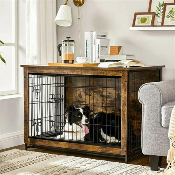 Large Dog Kennel with Double Door and Removable Tray
