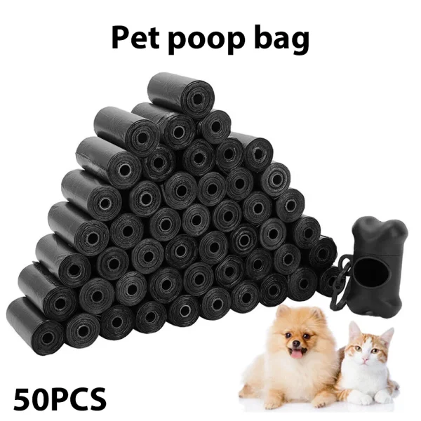 50pcsBone-Printed Pet Waste Bags,Portable