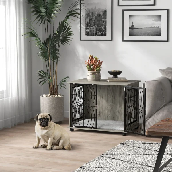 Dog Crate Furniture End Table w/ Cushion