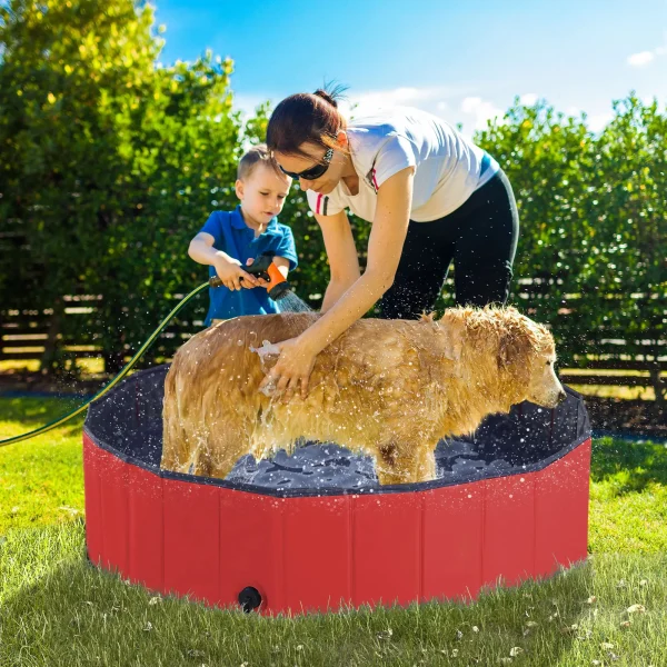 PawHut Pet Paddling Pool Cat, Dog Indoor/ Outdoor Foldable Diameter