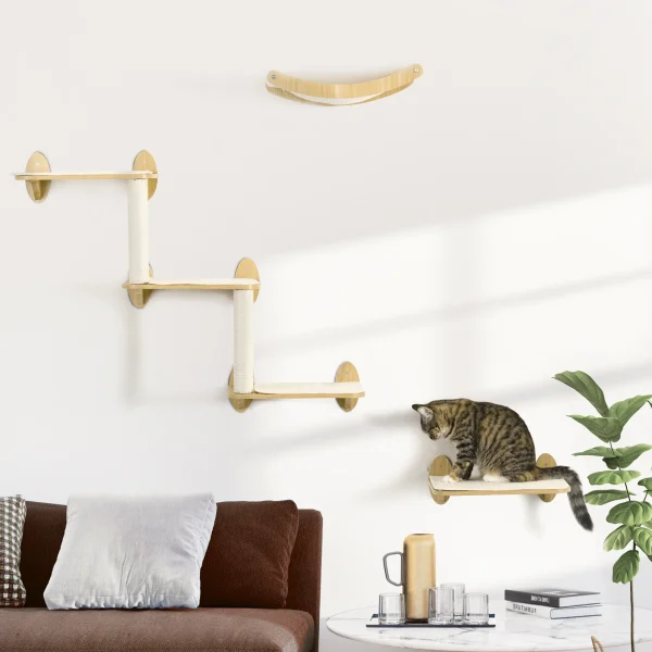 PawHut 3PCs Wall Mounted Cat Tree Shelves
