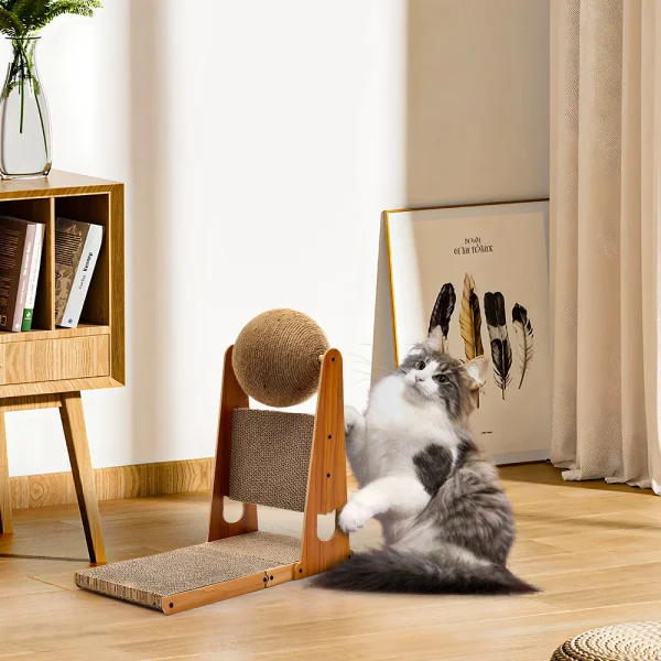 Voltsify L-Shaped Cat Scratcher with Scratching Ball