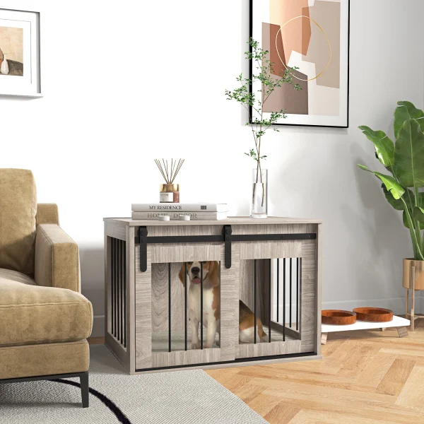 PawHut Dog Crate Furniture with Removable Cushion