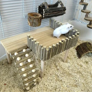 Natural Wooden Platform Stand Shelf For Hamster