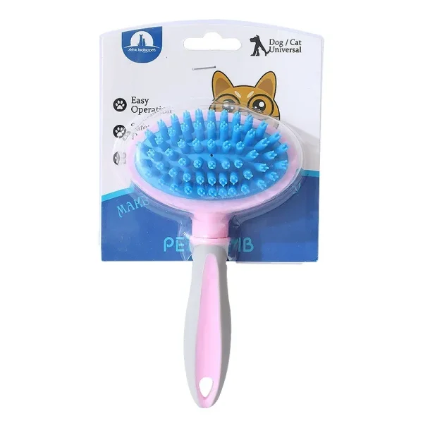 Pet Massage Shedding Brush with Self-cleaning Slicker