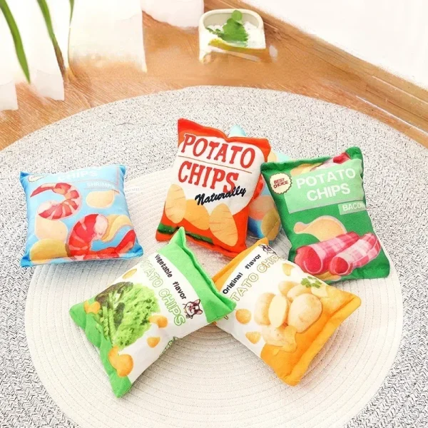 Squeaky Dog Chew Toys - Potato Chips