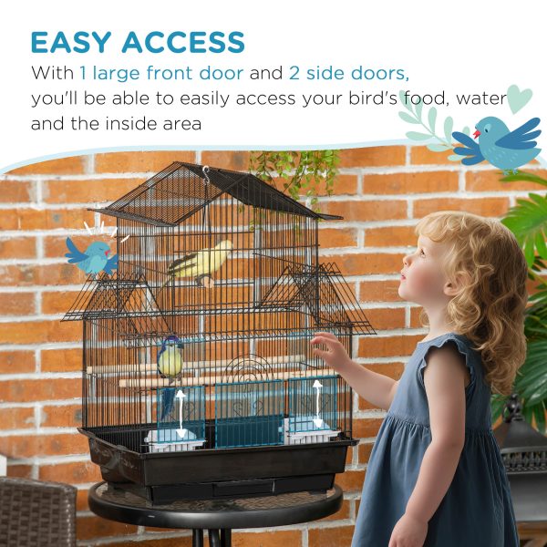 Metal Bird Cage Small With Perch and Food Container