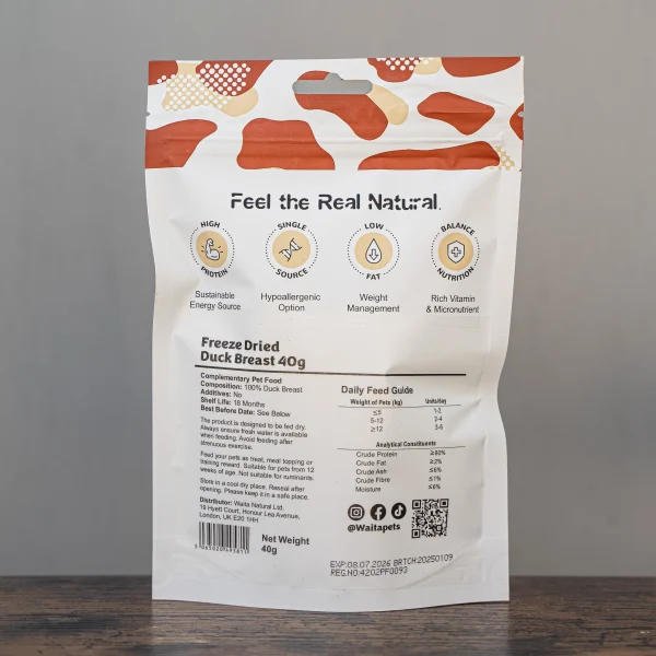 Waita Freeze Dried Duck Breast Dog/Cat Pet Treats 40g/250g
