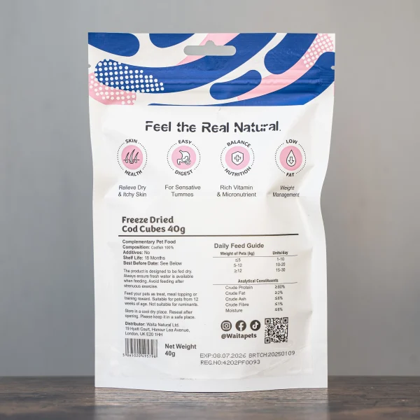 Waita Freeze Dried Cod Cubes Training Pet Treats 40g