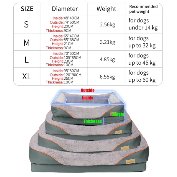 Large Orthopedic Pet Bed, Soft Cushion Foam