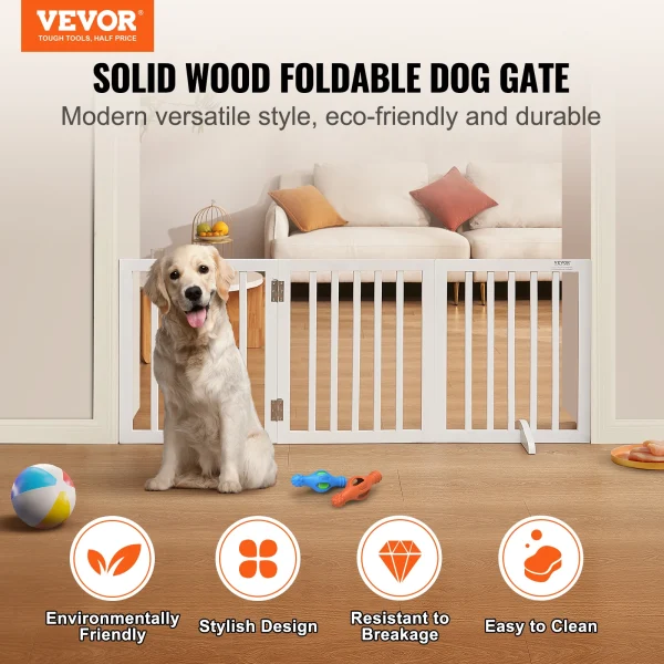 Free Standing Dog Gate with 3 Panels for Narrow Passageways