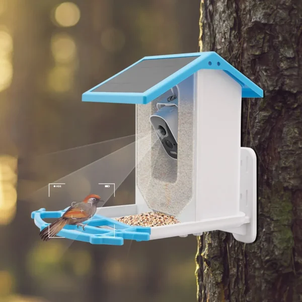 Smart Bird Feeder with USB Solar Panel Charging and Camera