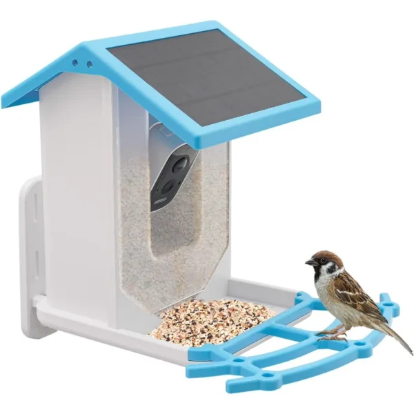 Smart Bird Feeder with USB Solar Panel Charging and Camera
