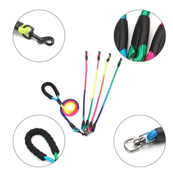 Rainbow Multi Dogs Leash for 1, 2, 3 or 4 Dogs