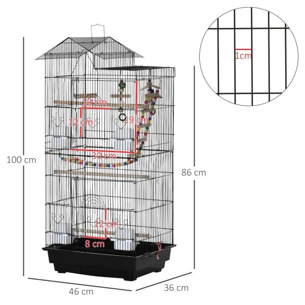 PawHut Bird Cage for Budgies, Finches, Canaries w/ Accessories