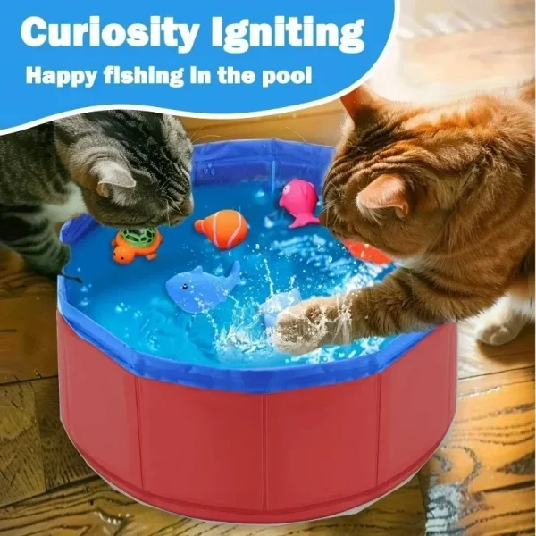 Cat Pool Toy Play Water Puppy Dog Cat Bath Pool Tub Toys Turtle Starfish Octopus Summer Cool Foldable Pet Cleaning Water Basin