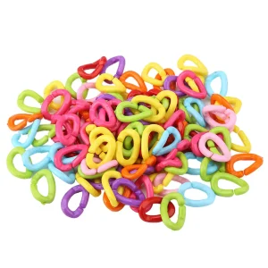 100PCS Colorful Plastic Bird Clips Hooks, Chain Links for DIY Parrot Toys