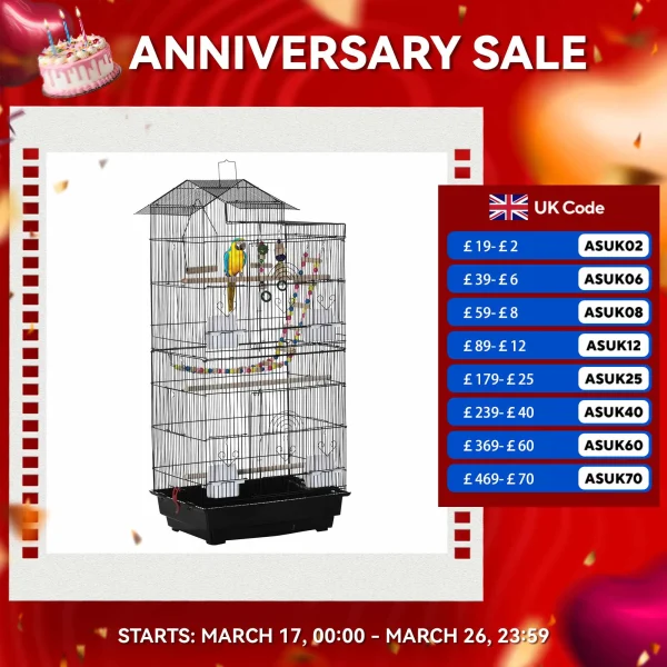 PawHut Bird Cage for Budgies, Finches, Canaries w/ Accessories