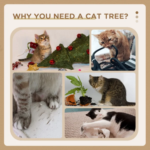 PawHut Cat Tree Tower, Climbing Activity Centre