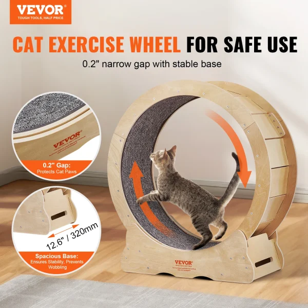 VEVOR Cat Exercise Wheel, Natural Wood