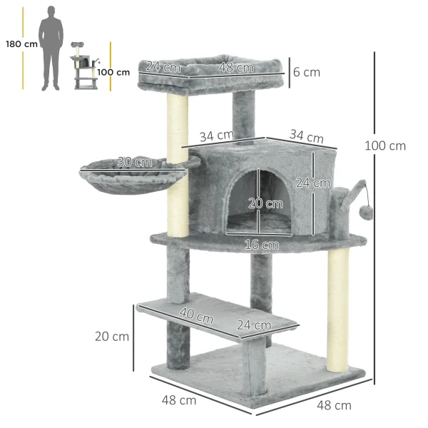 PawHut Cat Tree Tower, Climbing Activity Centre