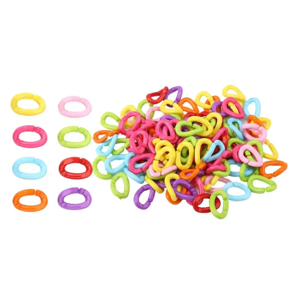 100PCS Colorful Plastic Bird Clips Hooks, Chain Links for DIY Parrot Toys