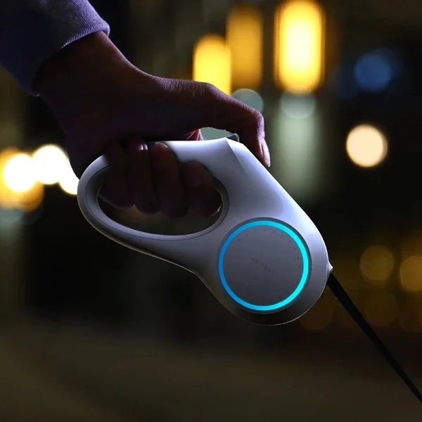 Dog Leash Traction Rope, Flexible Ring Shape with LED Night Light