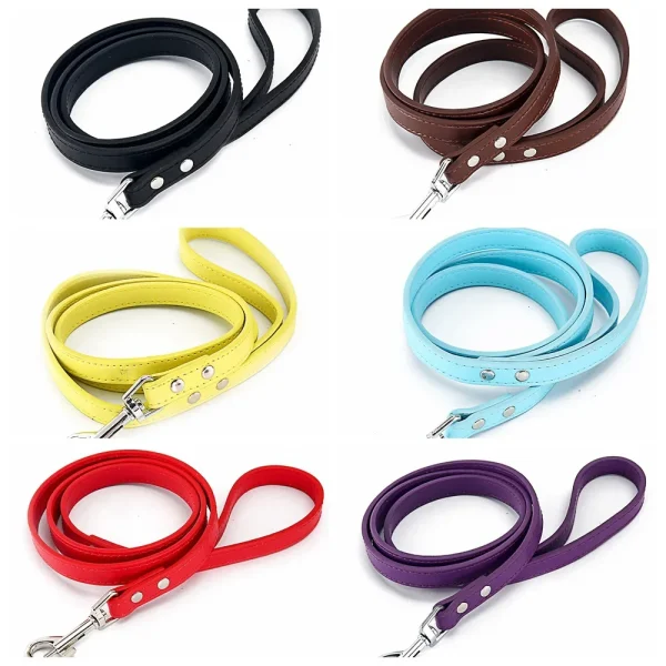 Leather Dog Leash, 6 Colors Solid Dog Training Leashes