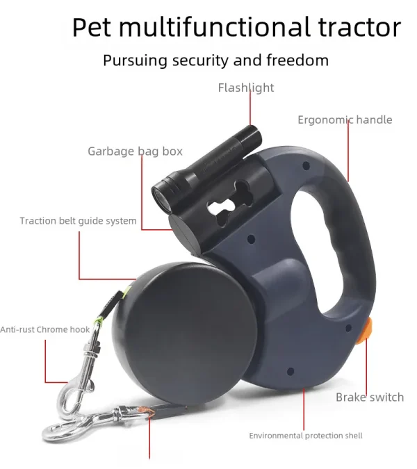 Automatic Retractable Traction Rope With LED Flashlight