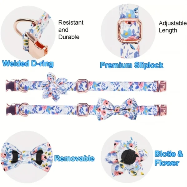 Small Dog Adjustable Collar - Stylish Bow Tie