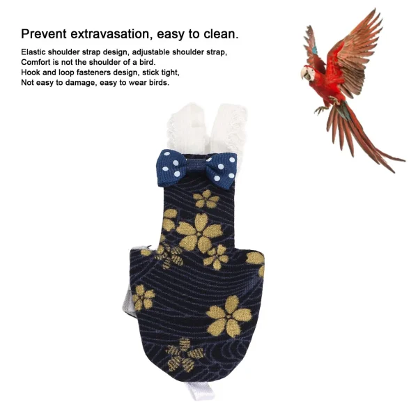 Adjustable Bird Diaper with Golden Flower Pattern - 10x20cm (4x8 inches)