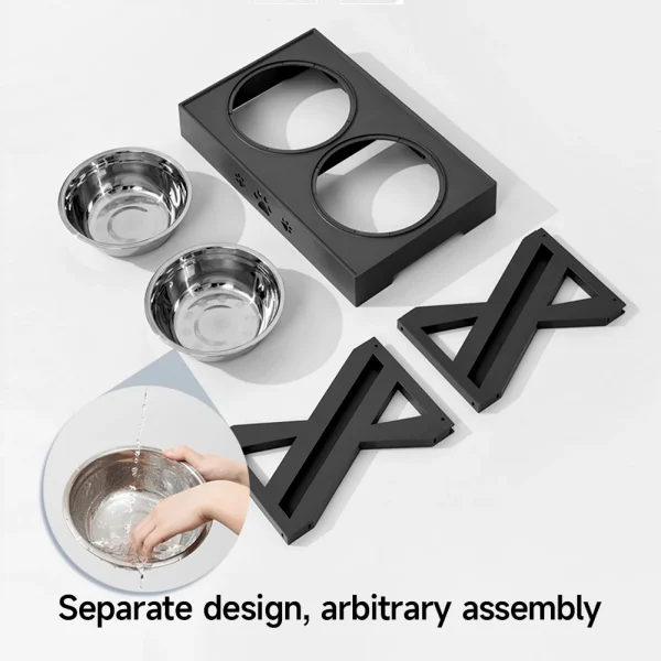 Water and Food Double Bowl with 3 Adjustable Heights