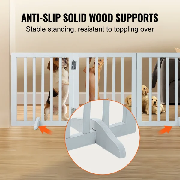 Free Standing Dog Gate with 3 Panels for Narrow Passageways
