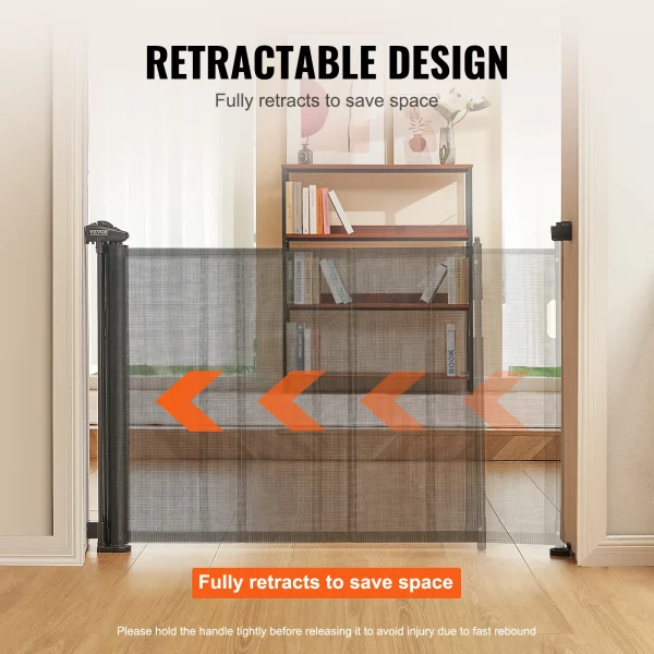Retractable Pet Gate, Tall Mesh, Extends up Wide