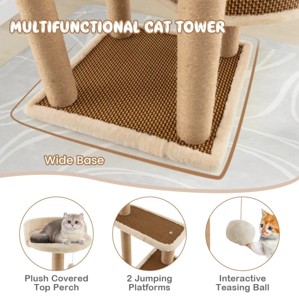Multi-Level Cat Tree Tower, 90 cm Climbing Stand Scratching Posts