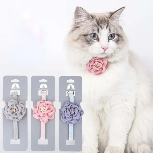 1pc Cute Cat Collar Adjustable Flower Necklace