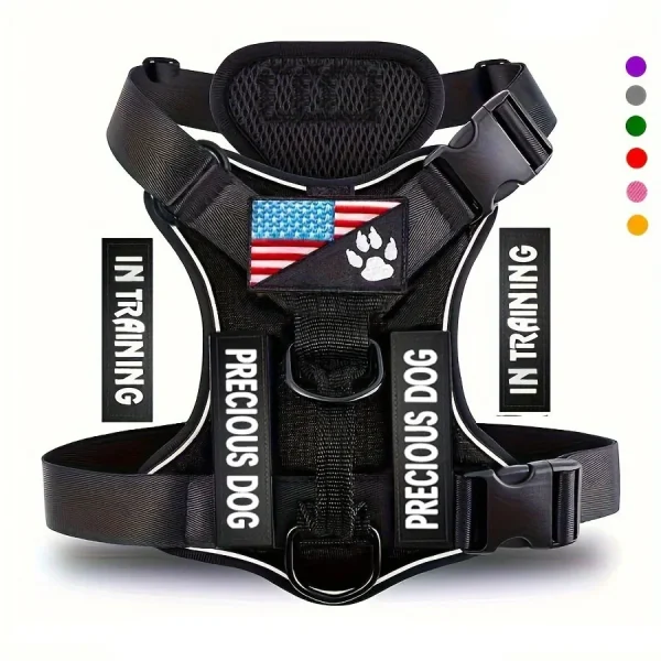 Service Dog Harness, Reflective Dog Vest Harness with 5 PCS Patches