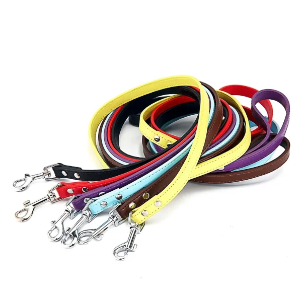Leather Dog Leash, 6 Colors Solid Dog Training Leashes