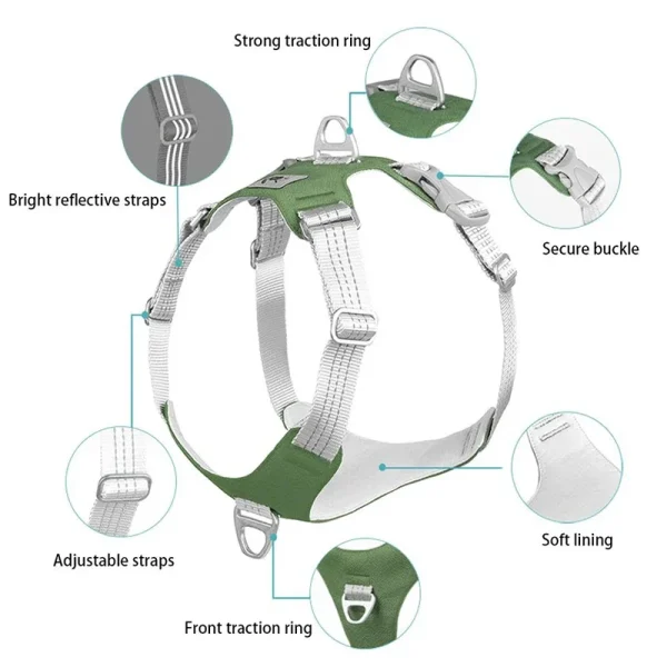 Pet Dog Harness, Adjustable Reflective Dog Chest Strap Vest