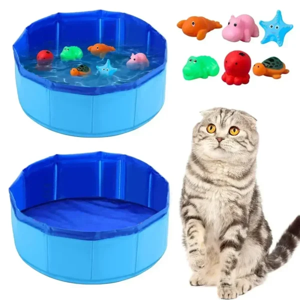 Foldable Cat Pool Water Bath with Starfish Design