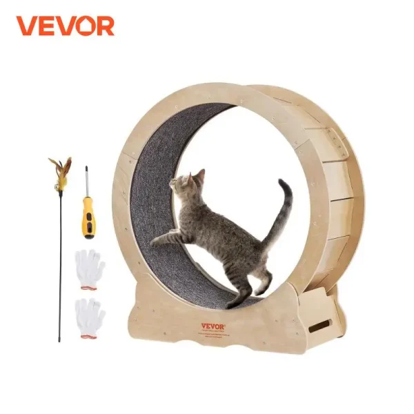 VEVOR Cat Exercise Wheel, Natural Wood