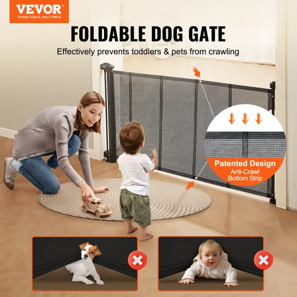 Retractable Pet Gate, Tall Mesh, Extends up Wide
