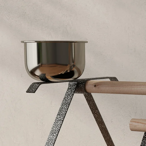 PawHut Portable Bird Stand Resting, Stainless Steel and Base Wood